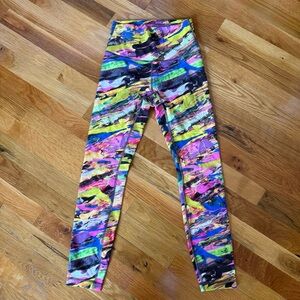 Lululemon Athletica Pink and Blue Leggings Vibrant Stretchy Design